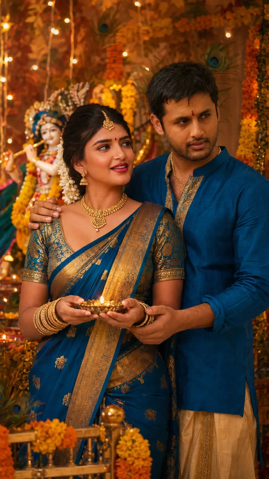 "janmashtami Special Couple Portrait" AI Photo Prompt preview example result