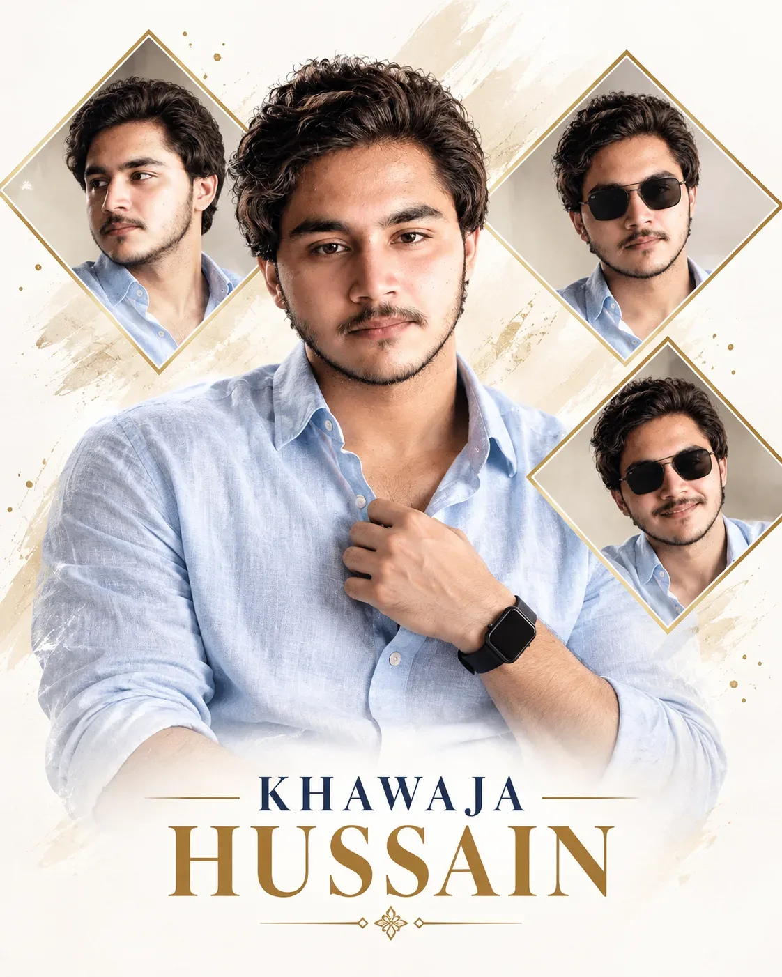 Khawaja Hussain Golden Elegance Birthday Portrait AI Photo Prompt preview example result