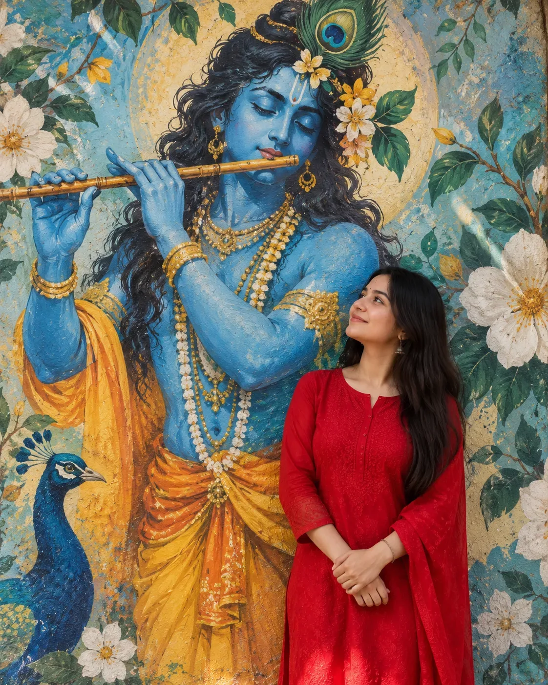 Krishna Mural Portrait No Reference Photo AI Photo Prompt preview example result