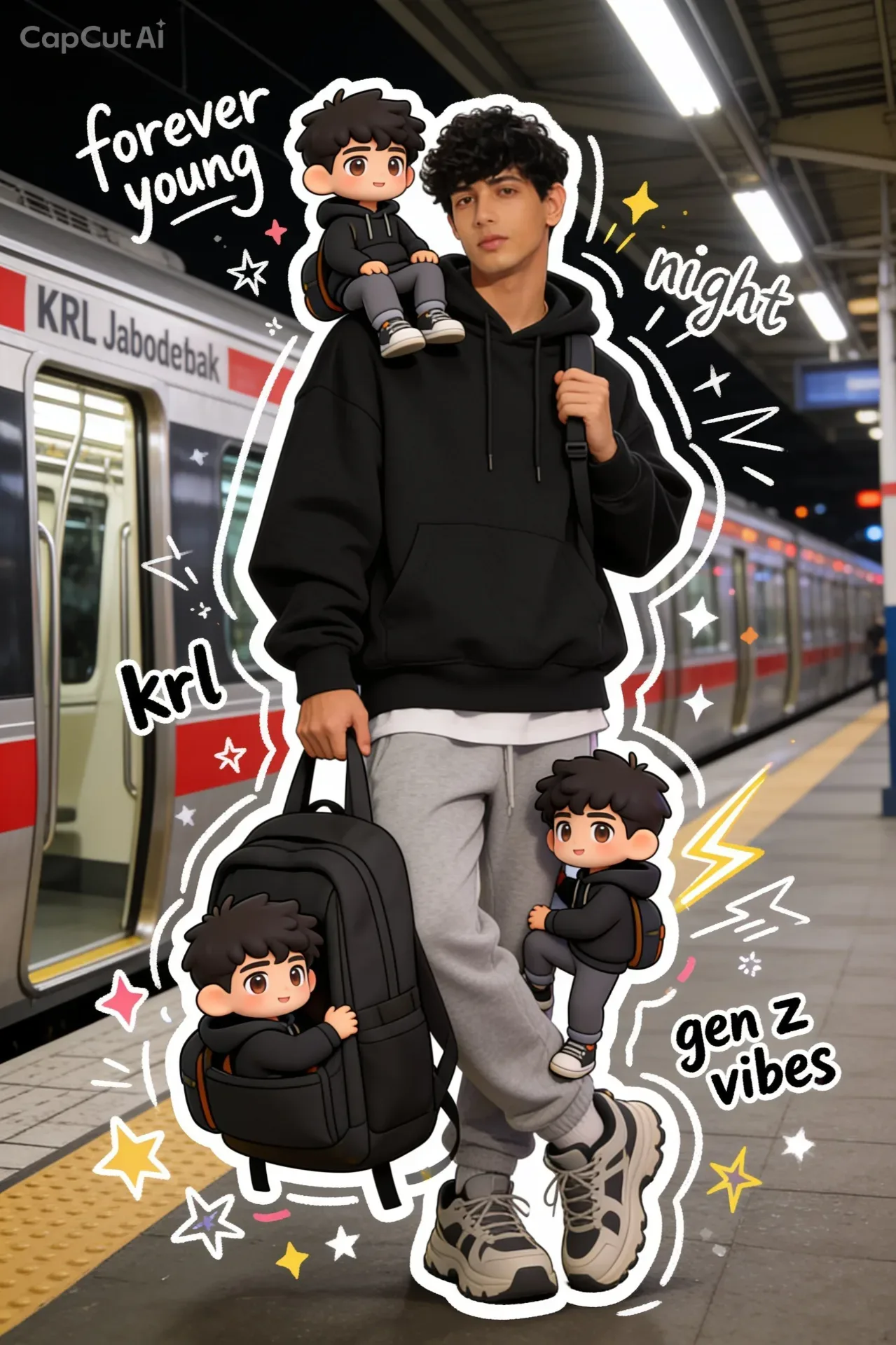 KRL Station With Chibi Companions AI Photo Prompt preview example result
