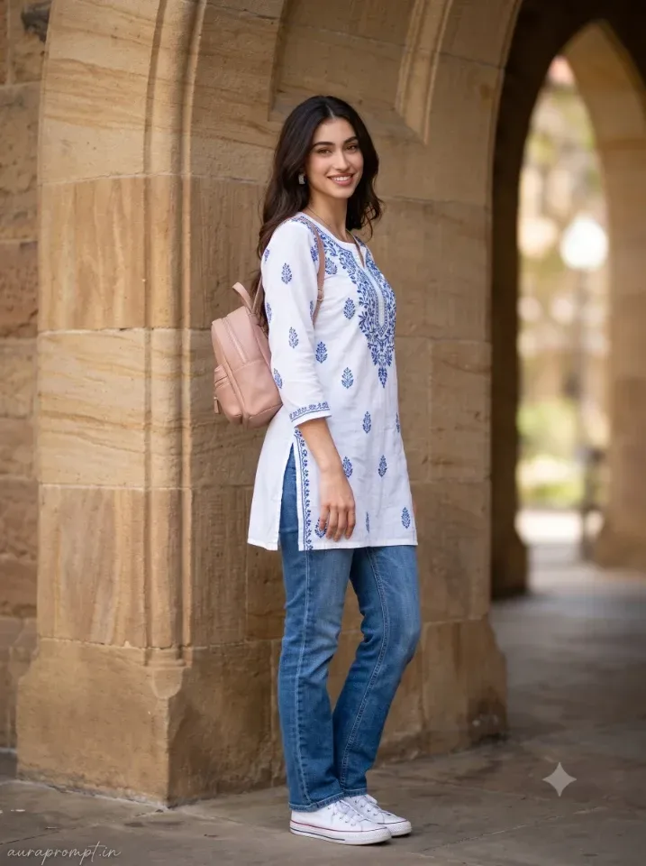 Kurti And Jeans Campus Girl AI Photo Prompt preview example result