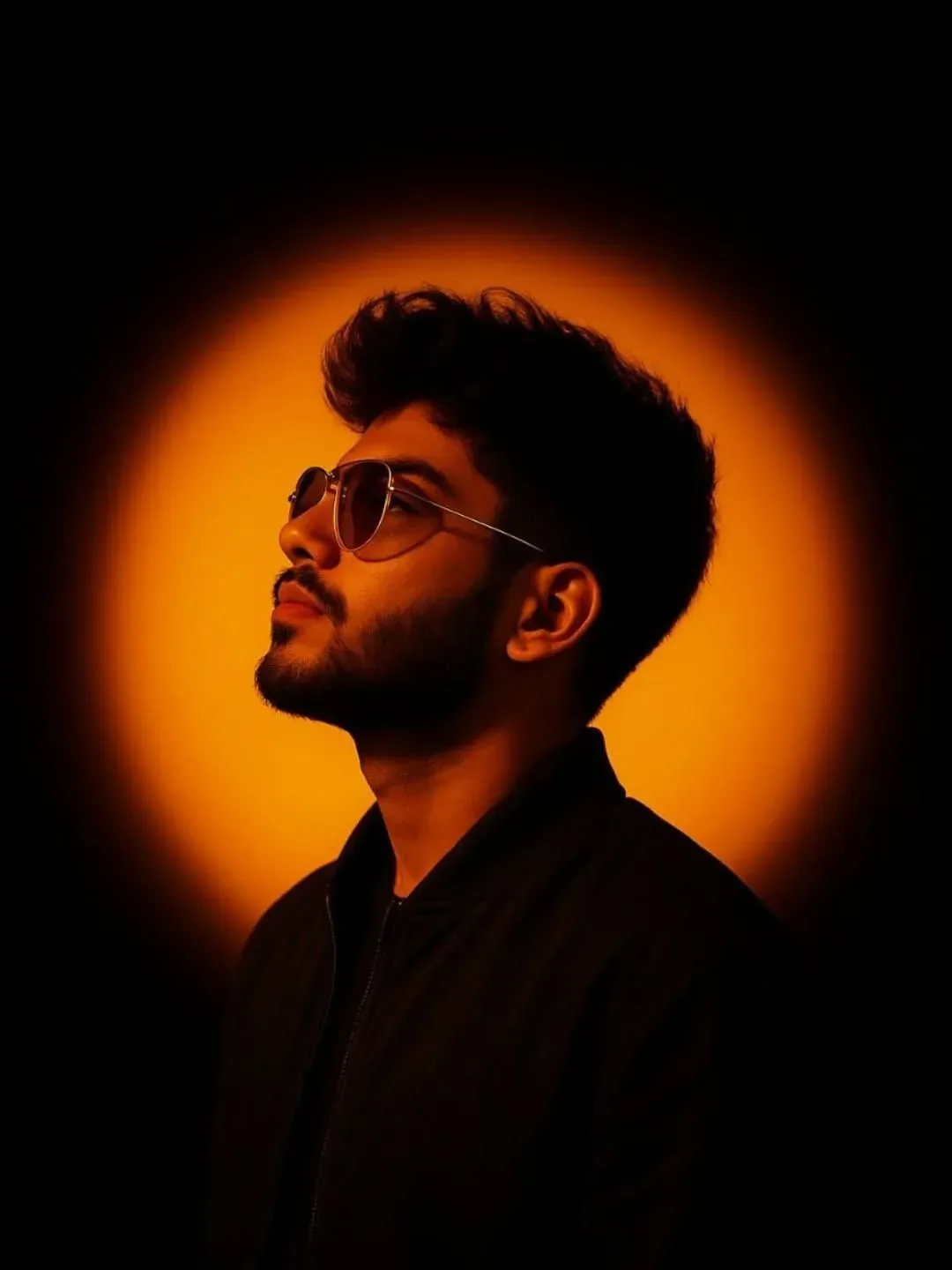 Low-key Sunset Halo Studio Profile Portrait AI Photo Prompt preview example result