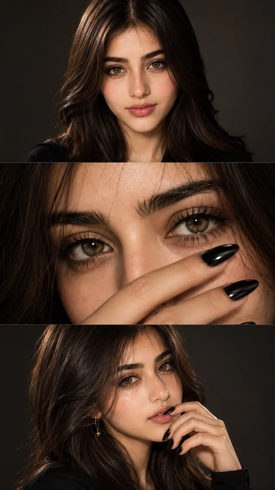 Luxury Black Editorial Cinematic Triptych Portrait AI Photo Prompt preview example result