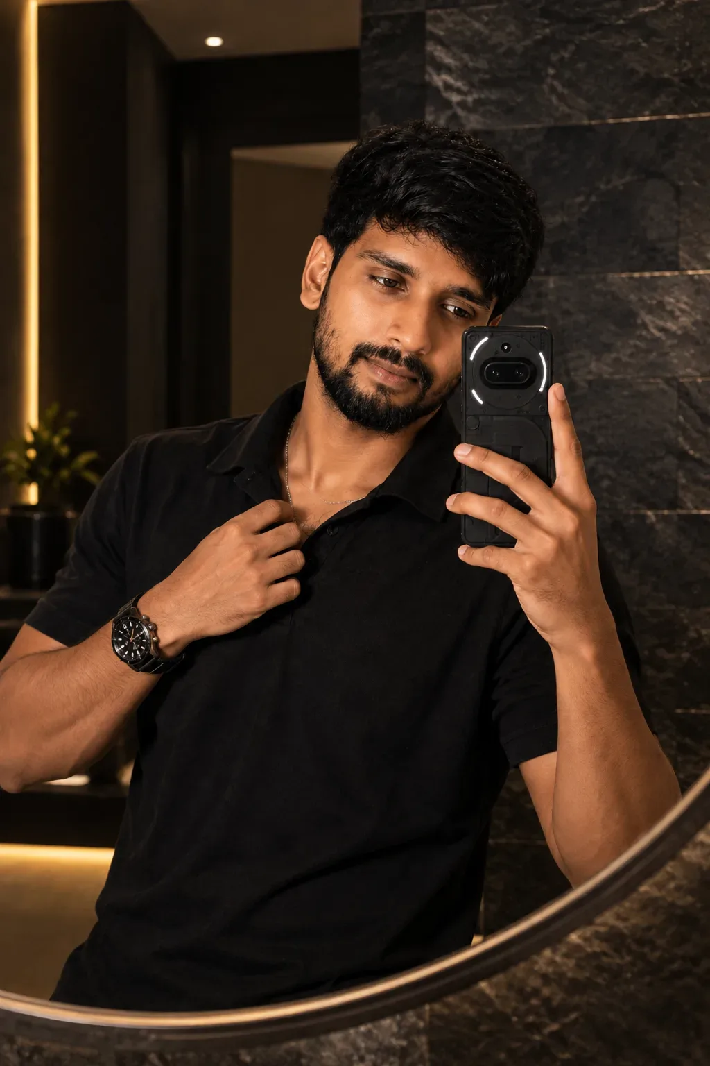Luxury Night Mirror Selfie AI Photo Prompt preview example result