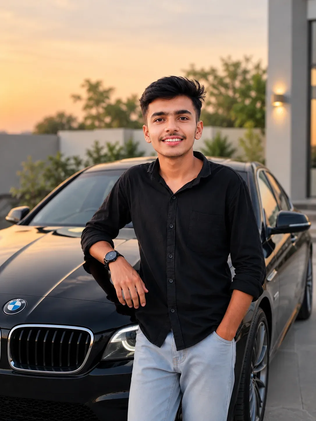Luxury Vibes BMW Golden Hour AI Photo Prompt preview example result