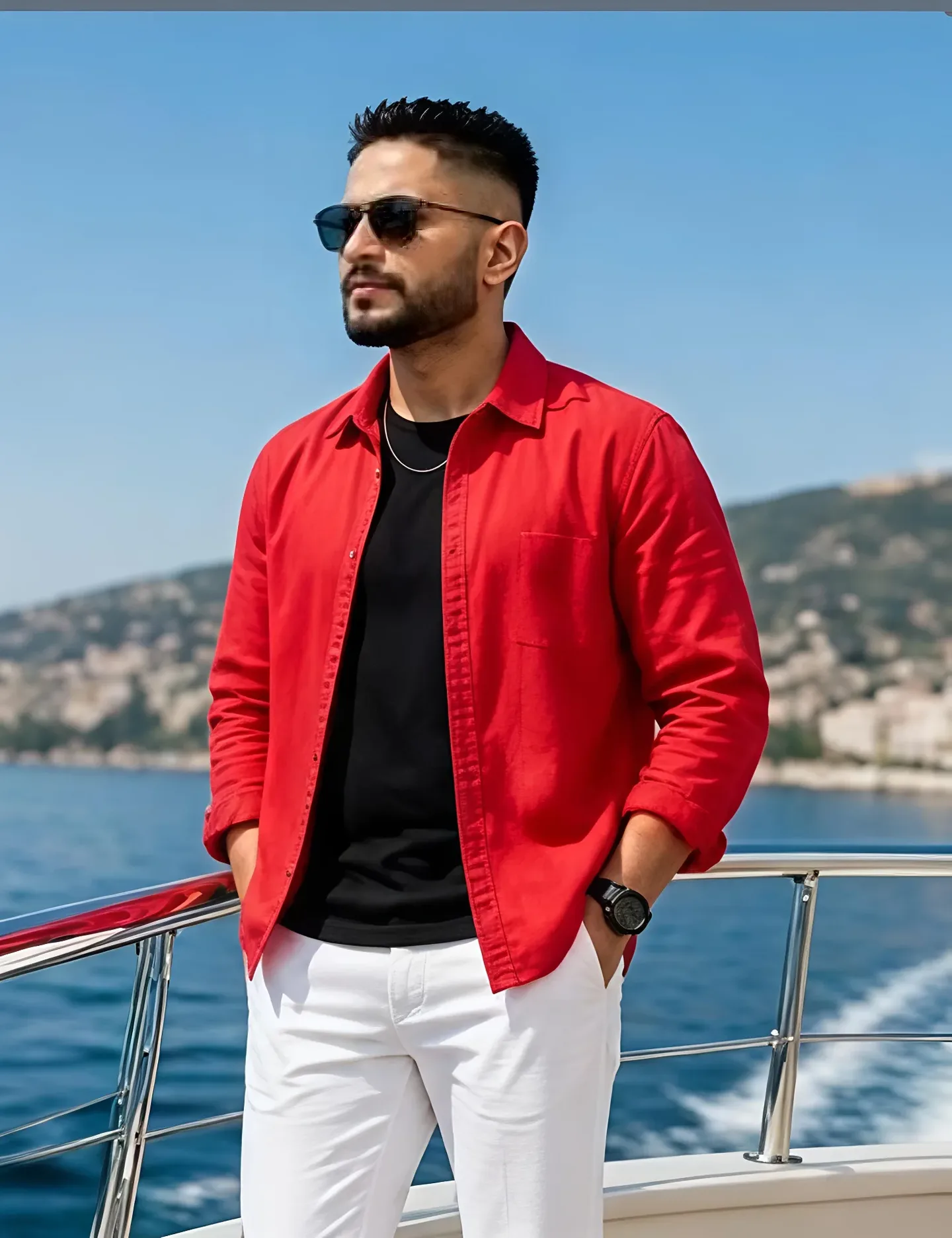 Luxury Yacht Lifestyle Cinematic Summer Portrait AI Photo Prompt preview example result