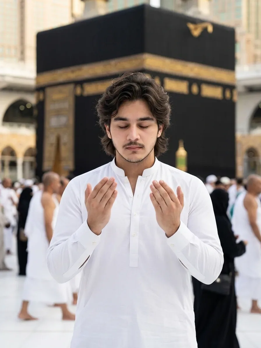 Makkah Mein Dua A Heartfelt Spiritual Portrait AI Photo Prompt preview example result