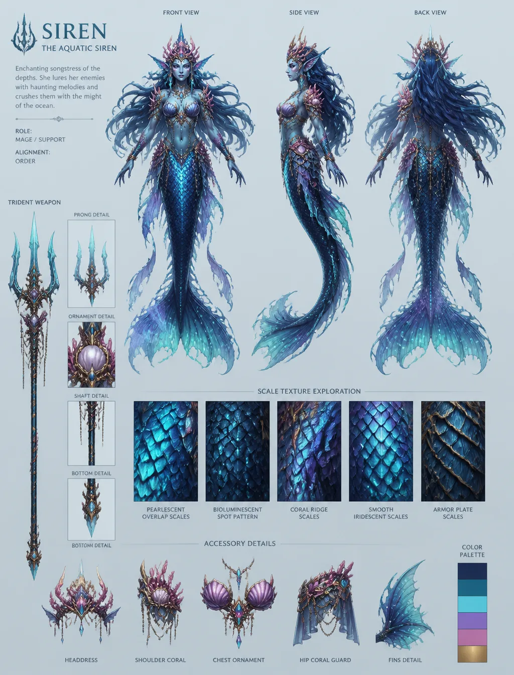 Mermaid Sirencreate A Detailed Character Sheet AI Photo Prompt generated preview