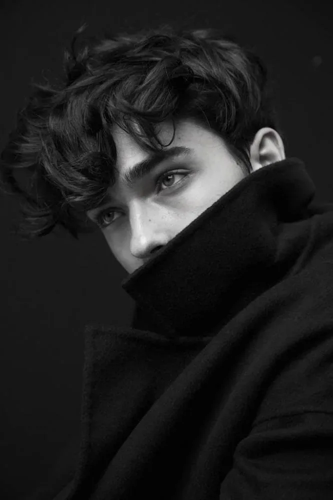 Messy Hair Dark Aesthetic Boy AI Photo Prompt preview example result