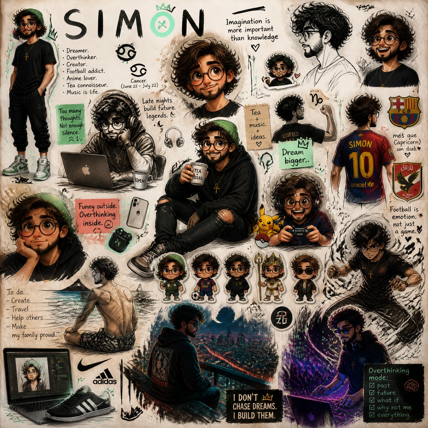 Messy Personal Sketchbook Illustration Page Of AI Photo Prompt generated preview