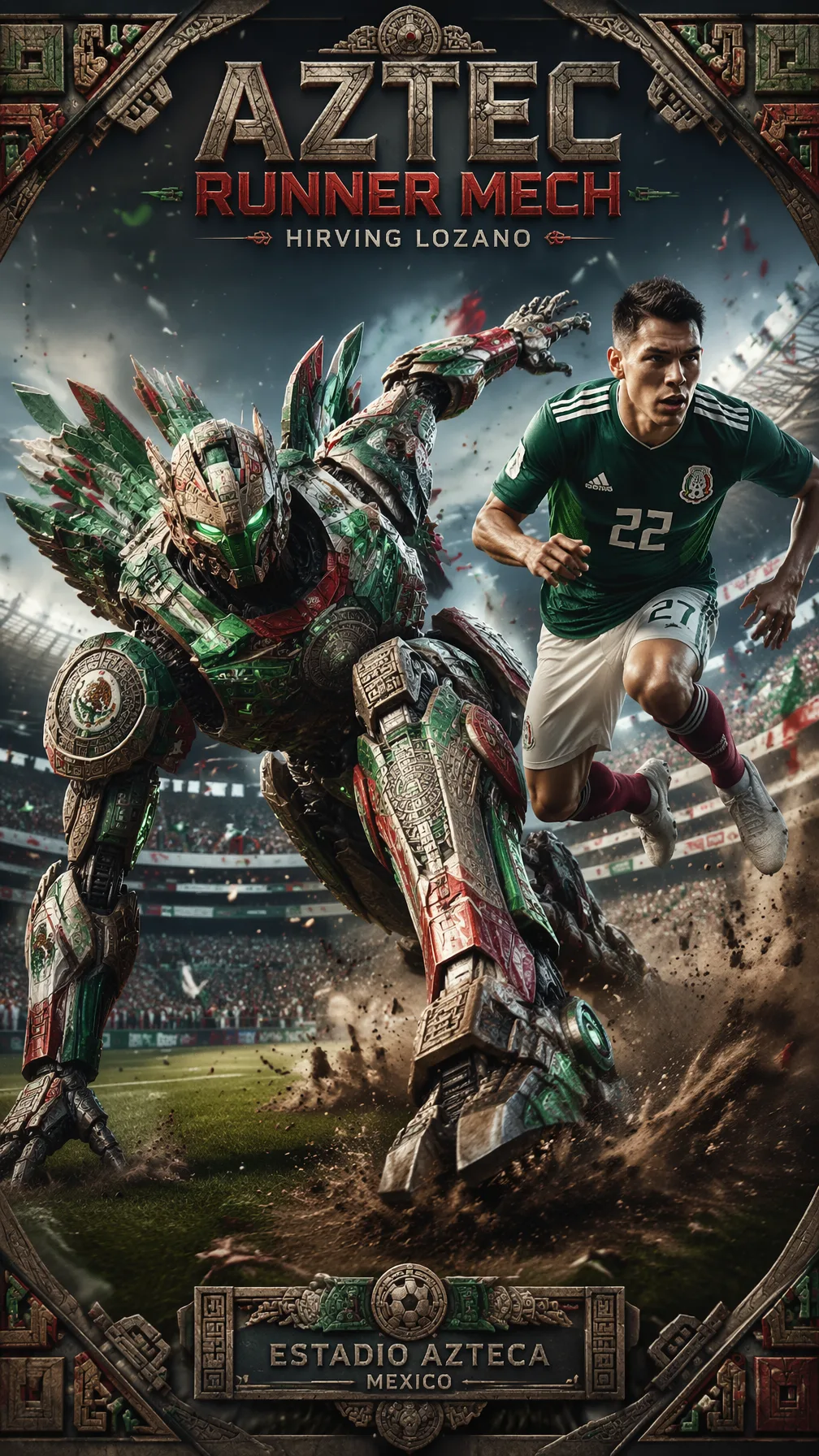 Mexico Hirving Lozano Aztec Runner Mech AI Photo Prompt generated preview