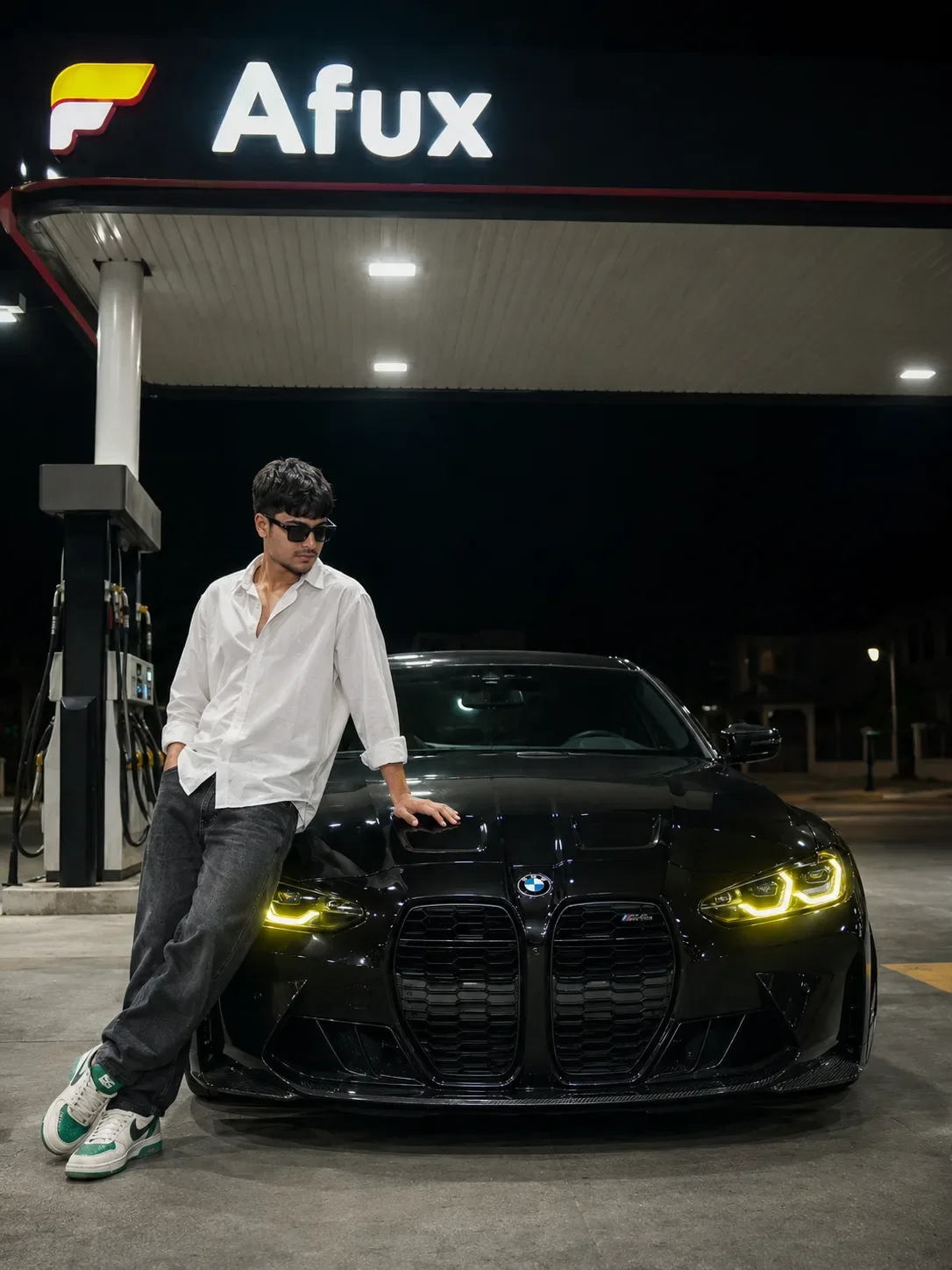 Midnight Drive — BMW M4 Under the Lights AI Photo Prompt preview example result