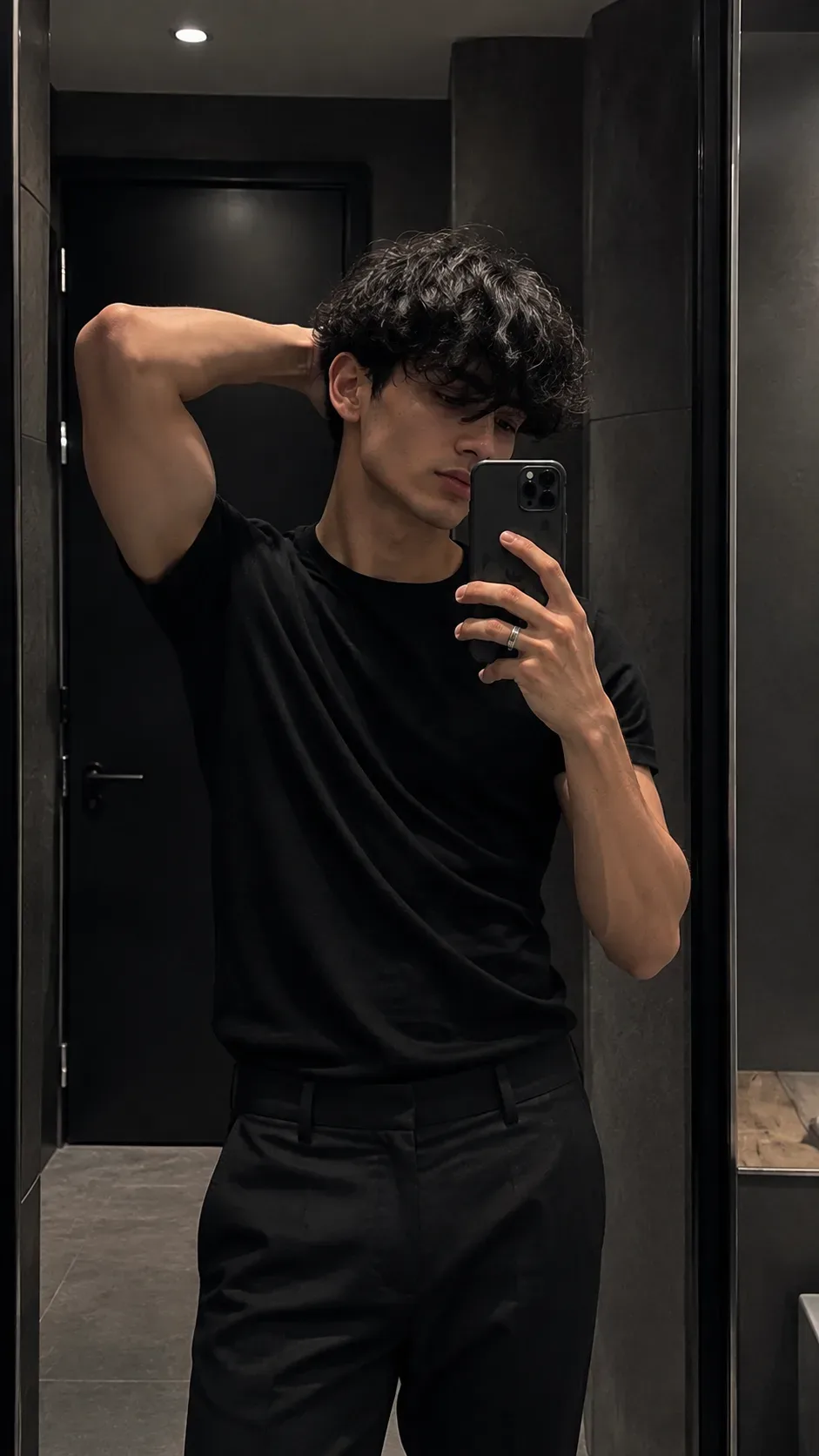 Midnight Fit Premium Minimalist Mirror Portrait AI Photo Prompt preview example result