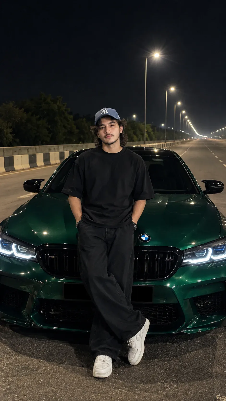 Midnight Luxury Emerald BMW & Urban King AI Photo Prompt preview example result