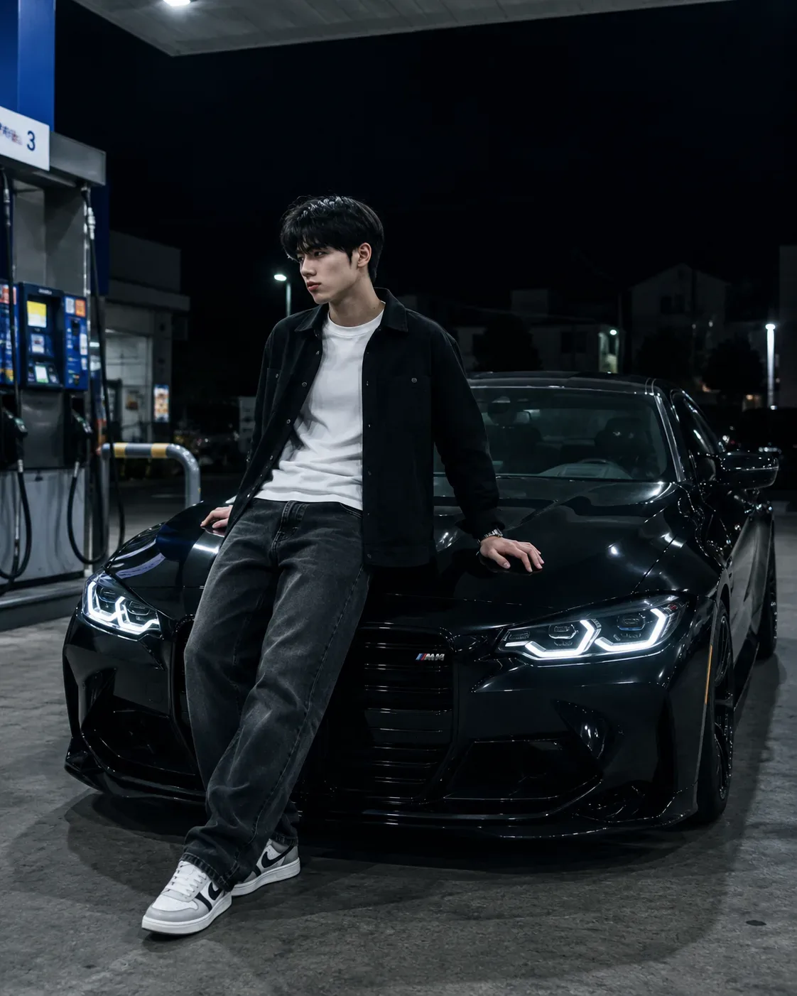 Midnight M4 Cinematic Luxury Streetwear Automotive Portrait AI Photo Prompt preview example result