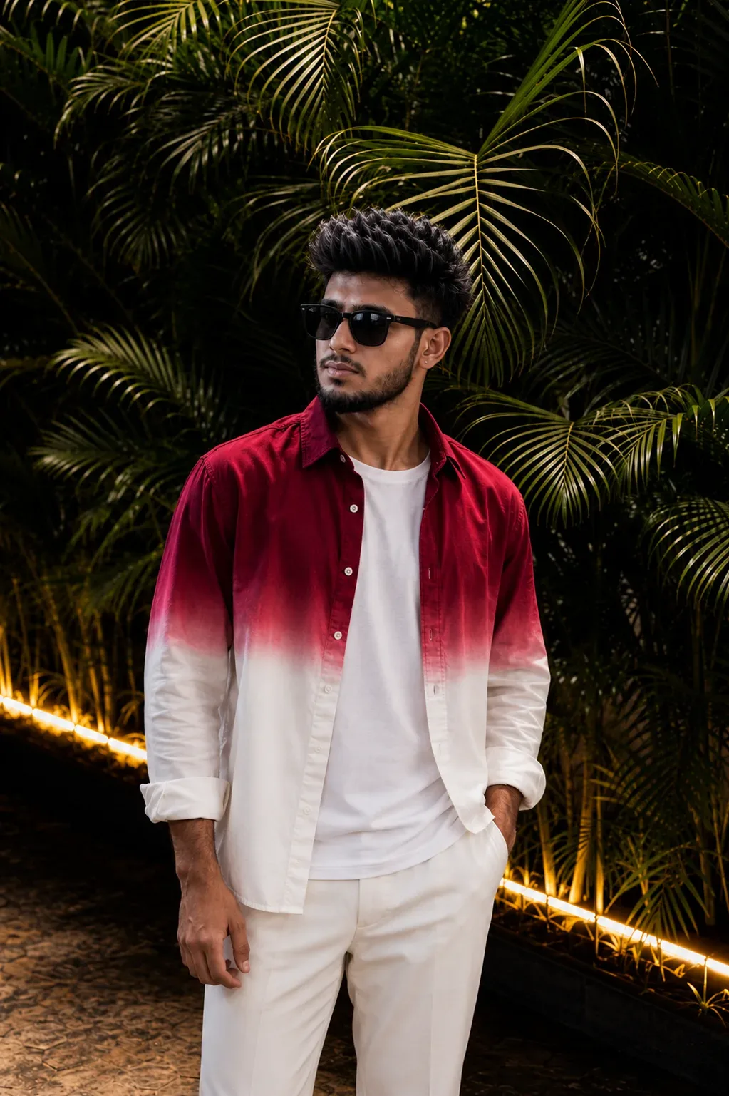 Midnight Tropical Fashion Cinematic Portrait AI Photo Prompt preview example result