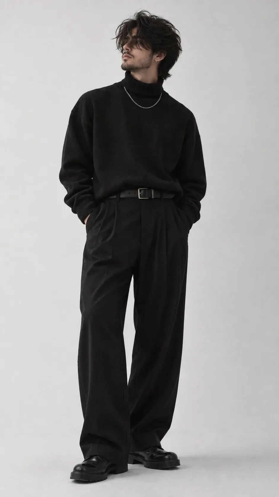 Minimalist All-black Fashion Portrait AI Photo Prompt preview example result