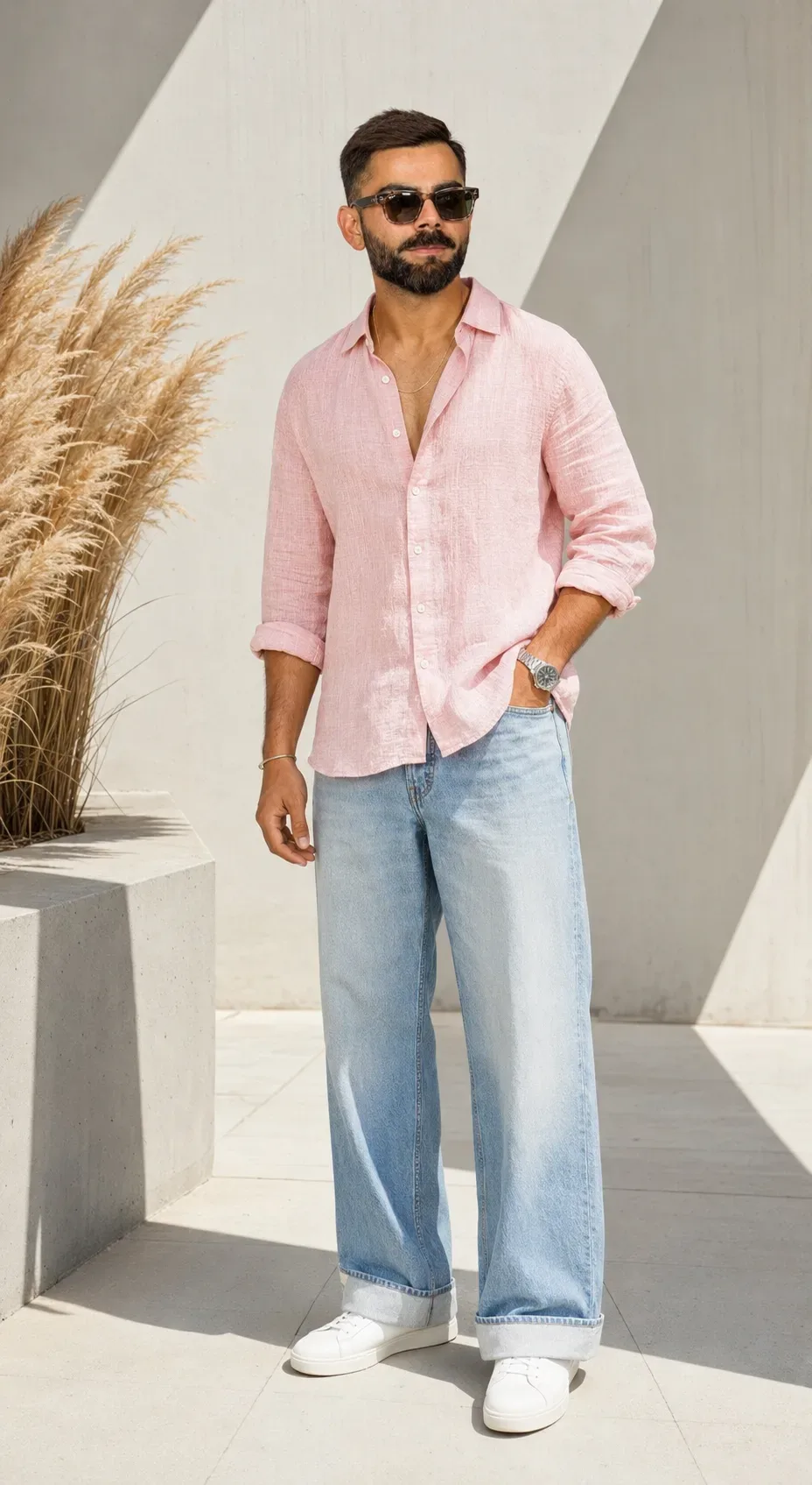Minimalist Menswear Editorial: Sunlit Linen & Strict Identity Lock AI Photo Prompt preview example result