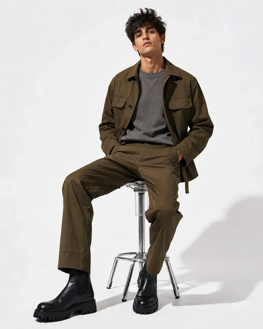 Minimalist Studio Fashion Portrait Editorial White Background (ultra Realistic) AI Photo Prompt preview example result