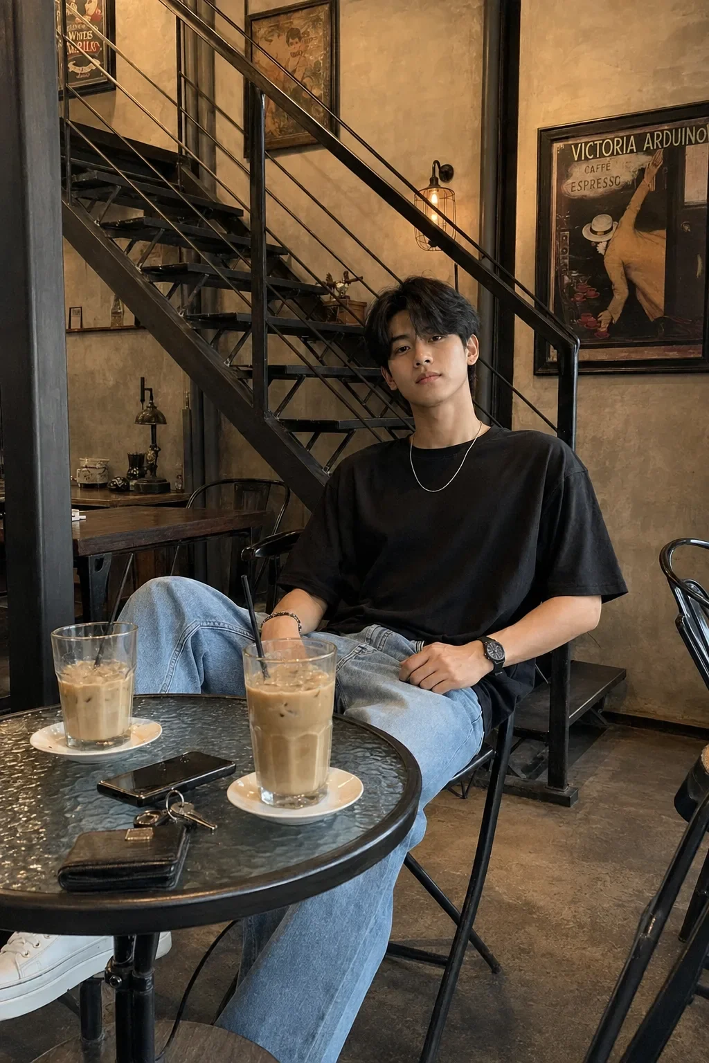 Modern Classic Cafe Portrait AI Photo Prompt preview example result