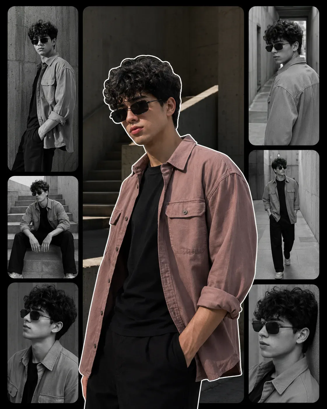 Monochrome Streetframe Premium Urban Editorial Portrait AI Photo Prompt preview example result