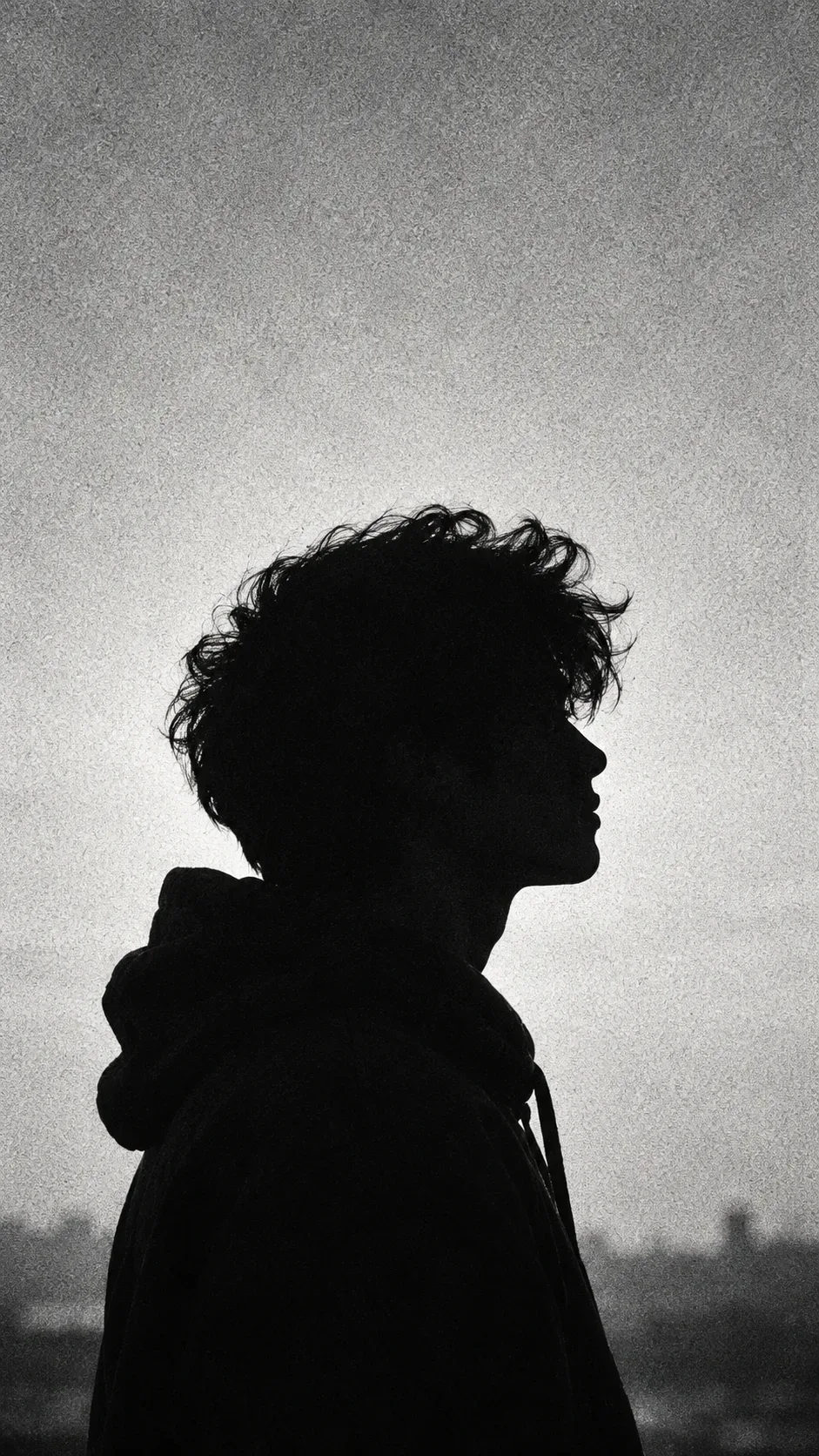 Moody Black & White Silhouette Portrait AI Photo Prompt preview example result