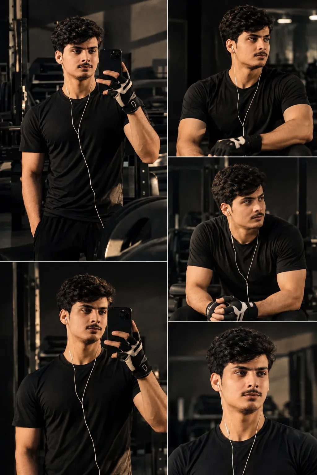 Moody Gym Portrait Collage AI Photo Prompt preview example result