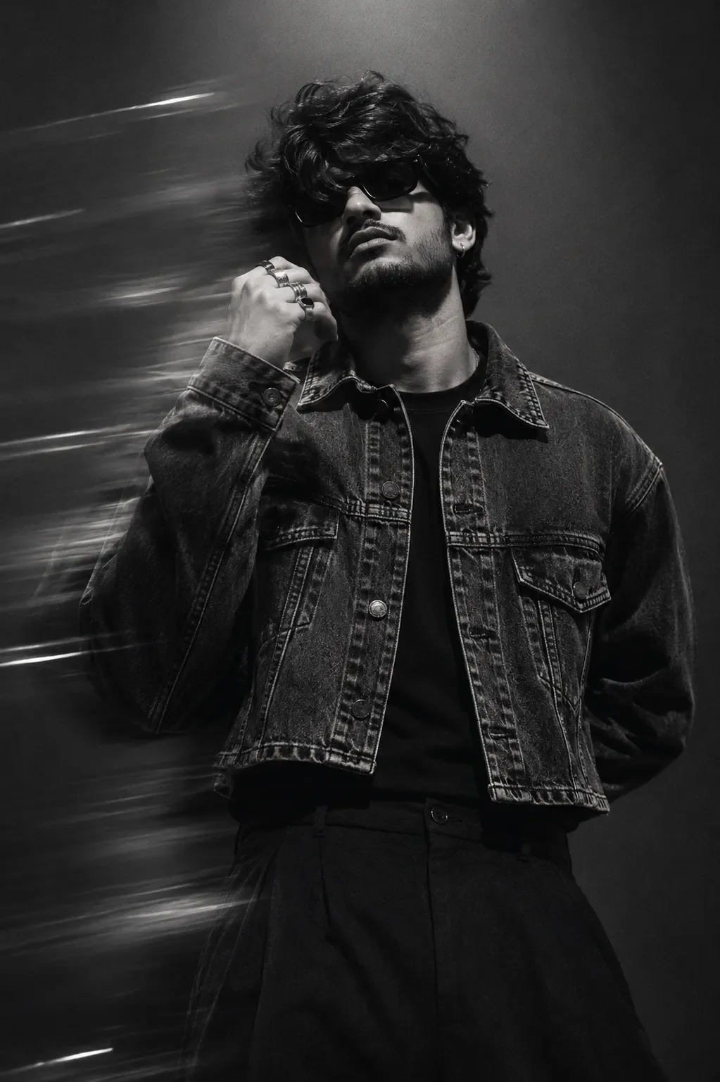 Moody monochrome fashion portrait preview example result