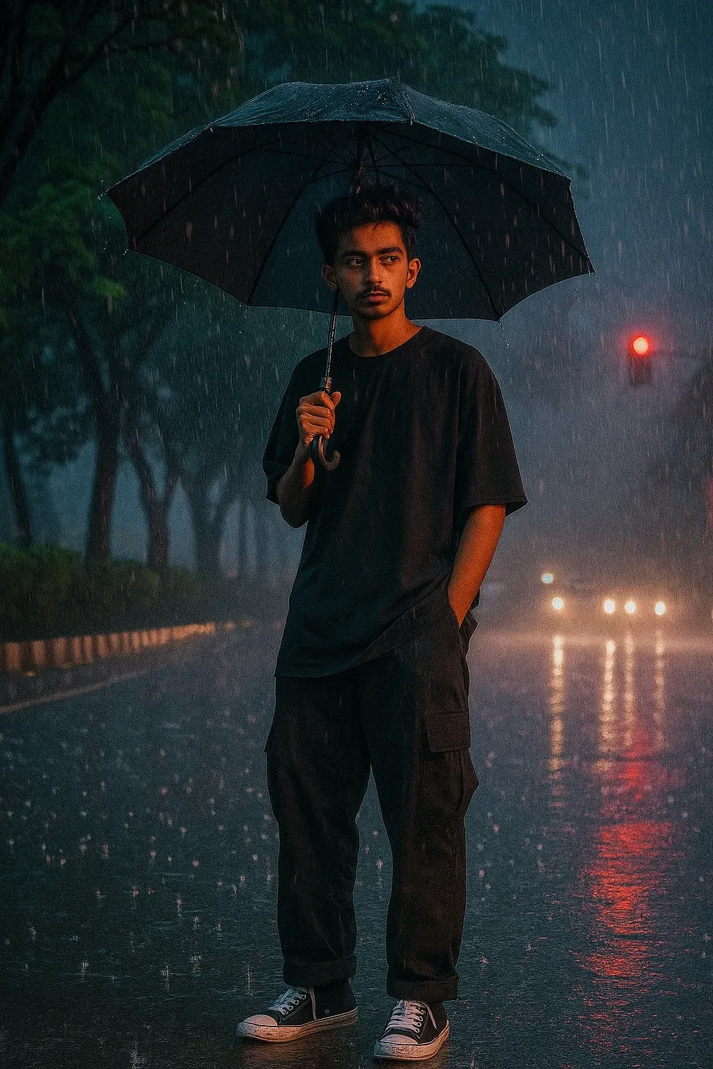 Moody Rainy Night Solitude AI Photo Prompt Edition 15 preview example result