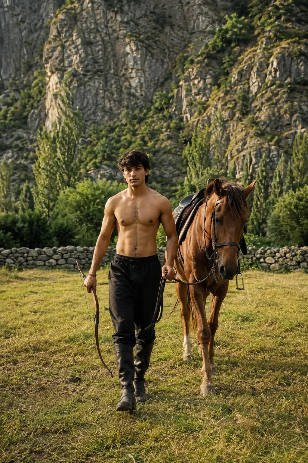 Mountain Horse Rider Portrait Cinematic Equestrian Adventure Photography AI Photo Prompt preview example result