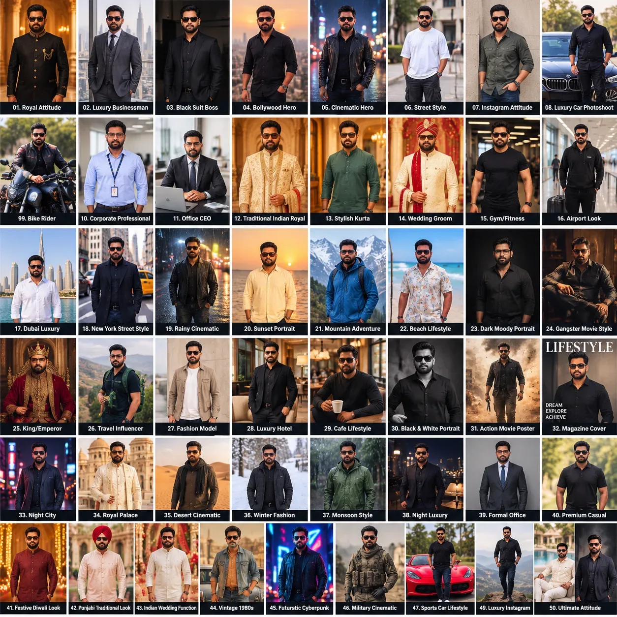 Multiple Images In One Frame AI Photo Prompt preview example result