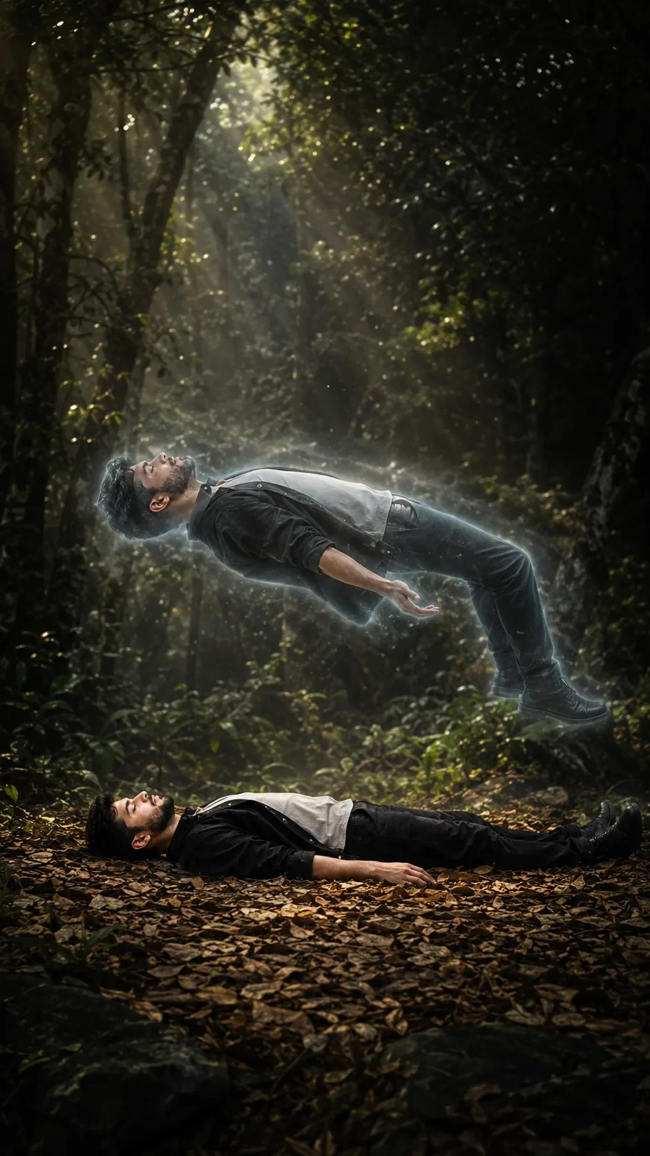 Mystical Forest Out-of-Body Experience AI Prompt | Universal Face Photo Prompt for ChatGPT, Gemini, Flux & Midjourney preview example result