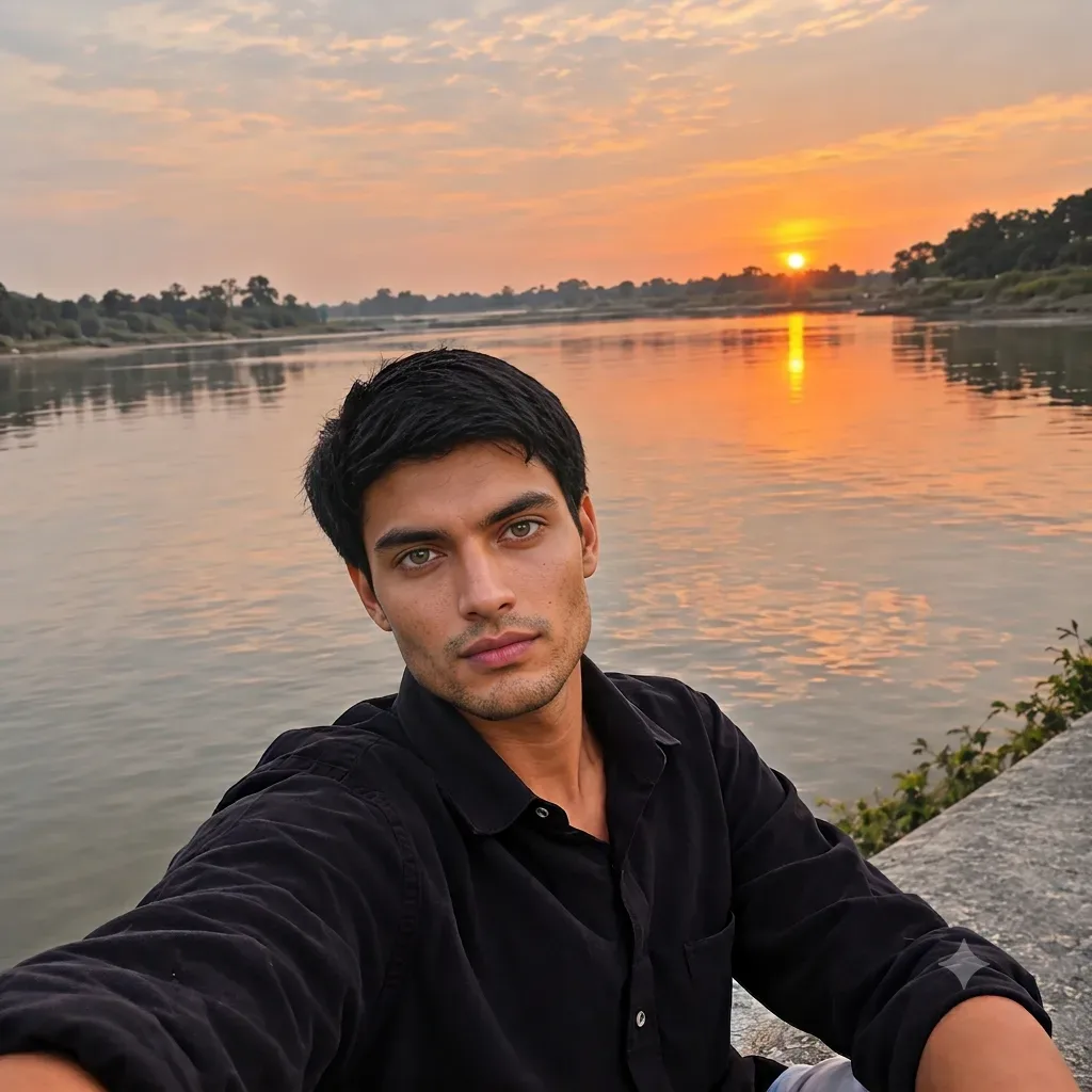 Natural(river + Sunset Background Image) AI Photo Prompt preview example result
