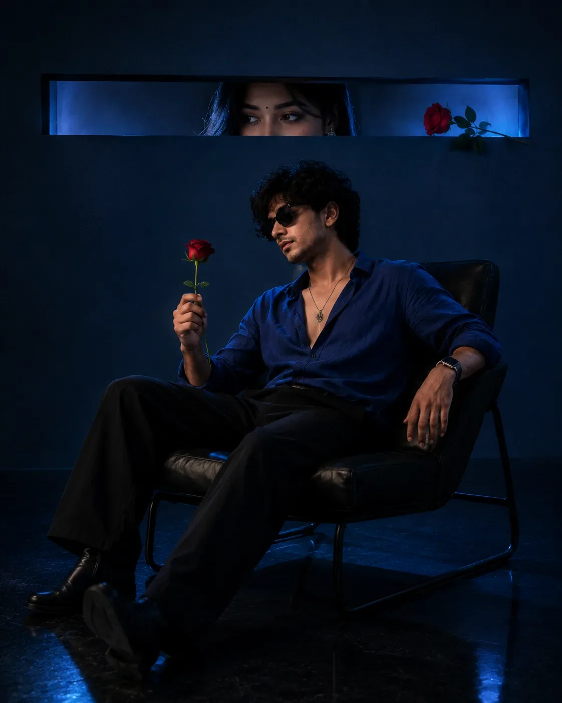 Noir Romance In Blue Light AI Photo Prompt preview example result