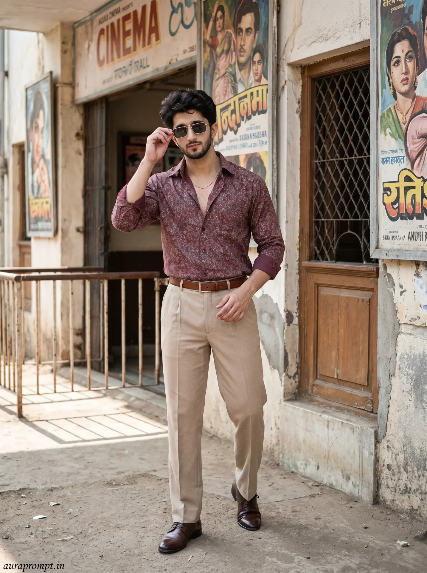 Old Indian Cinema Street Look 80s Retro AI Photo Prompt preview example result