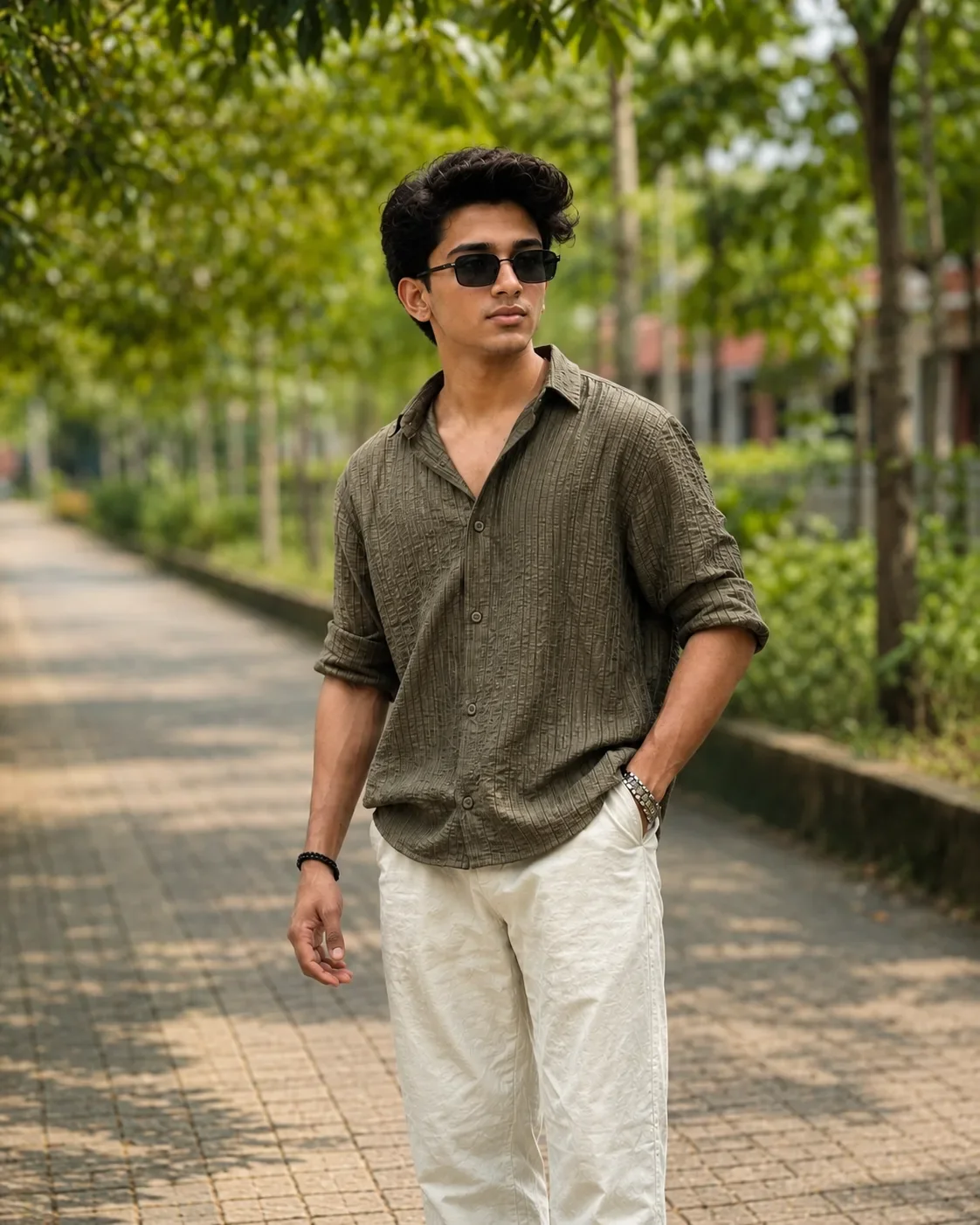 Olive Streetwear — Sunlit Garden Portrait preview example result