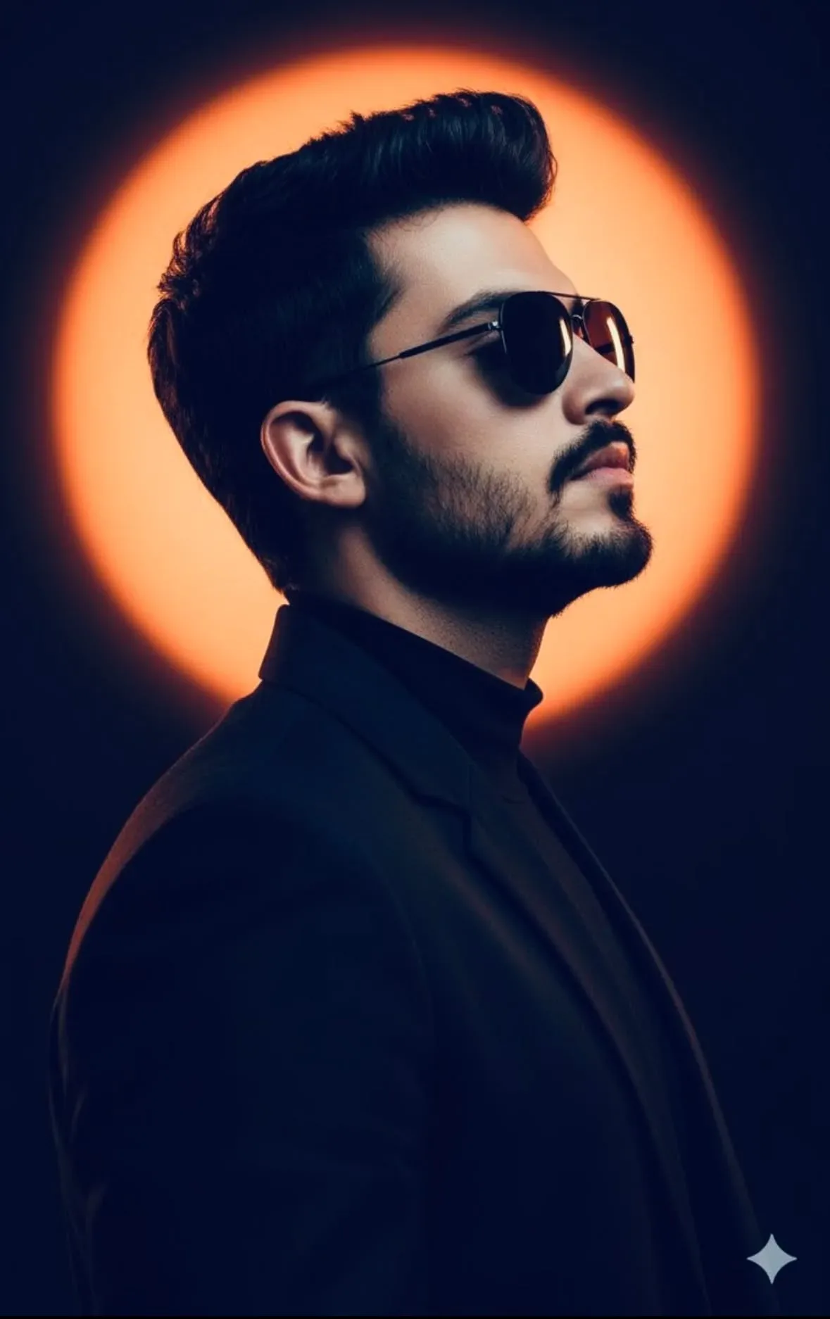 Orange Halo Cinematic Portrait AI Photo Prompt preview example result