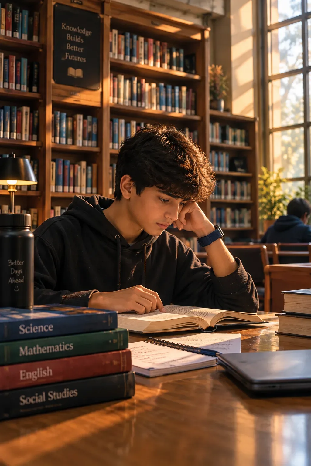 Peaceful Library Moments AI Photo Prompt preview example result