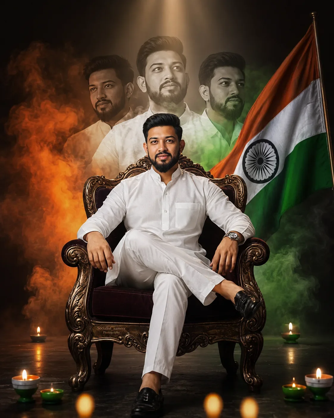 Photo With Indian Flag AI Photo Prompt preview example result