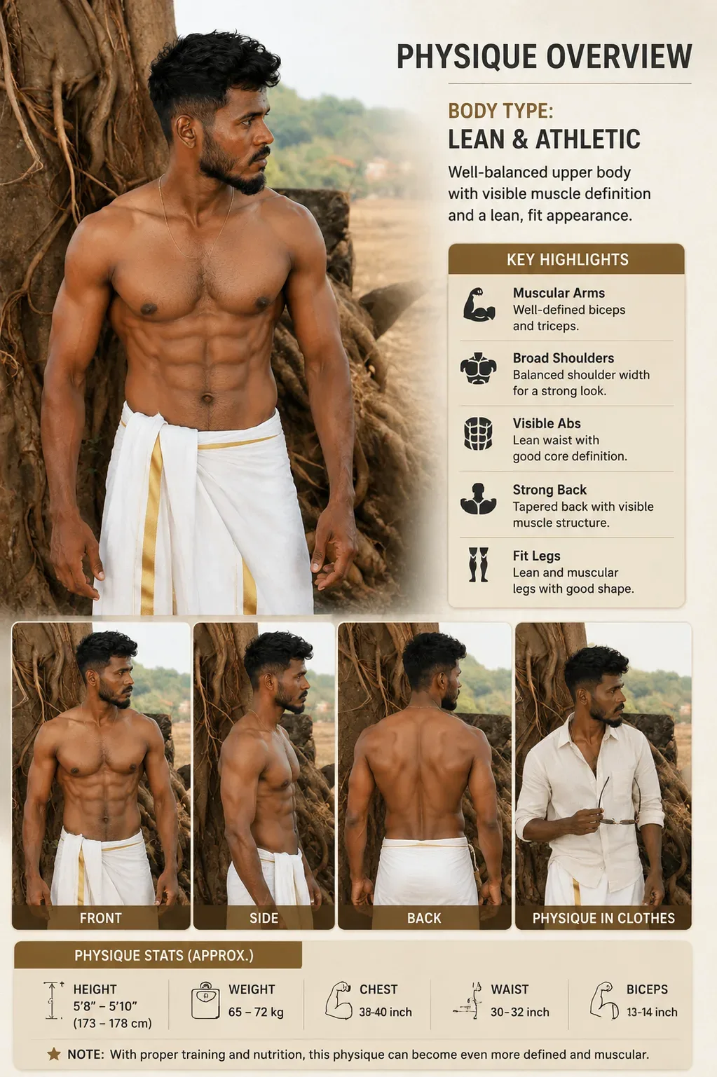 PHYSIQUE OVERVIEW LEAN & ATHLETIC AI Photo Prompt preview example result