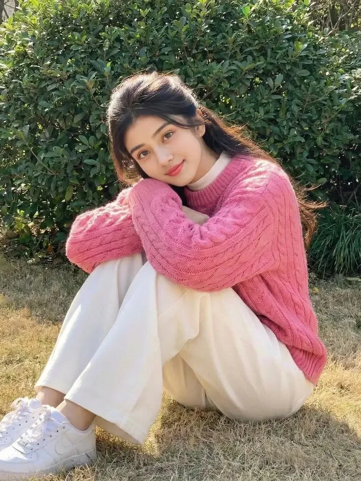 Pink Cable-knit Autumn Vibe AI Photo Prompt preview example result