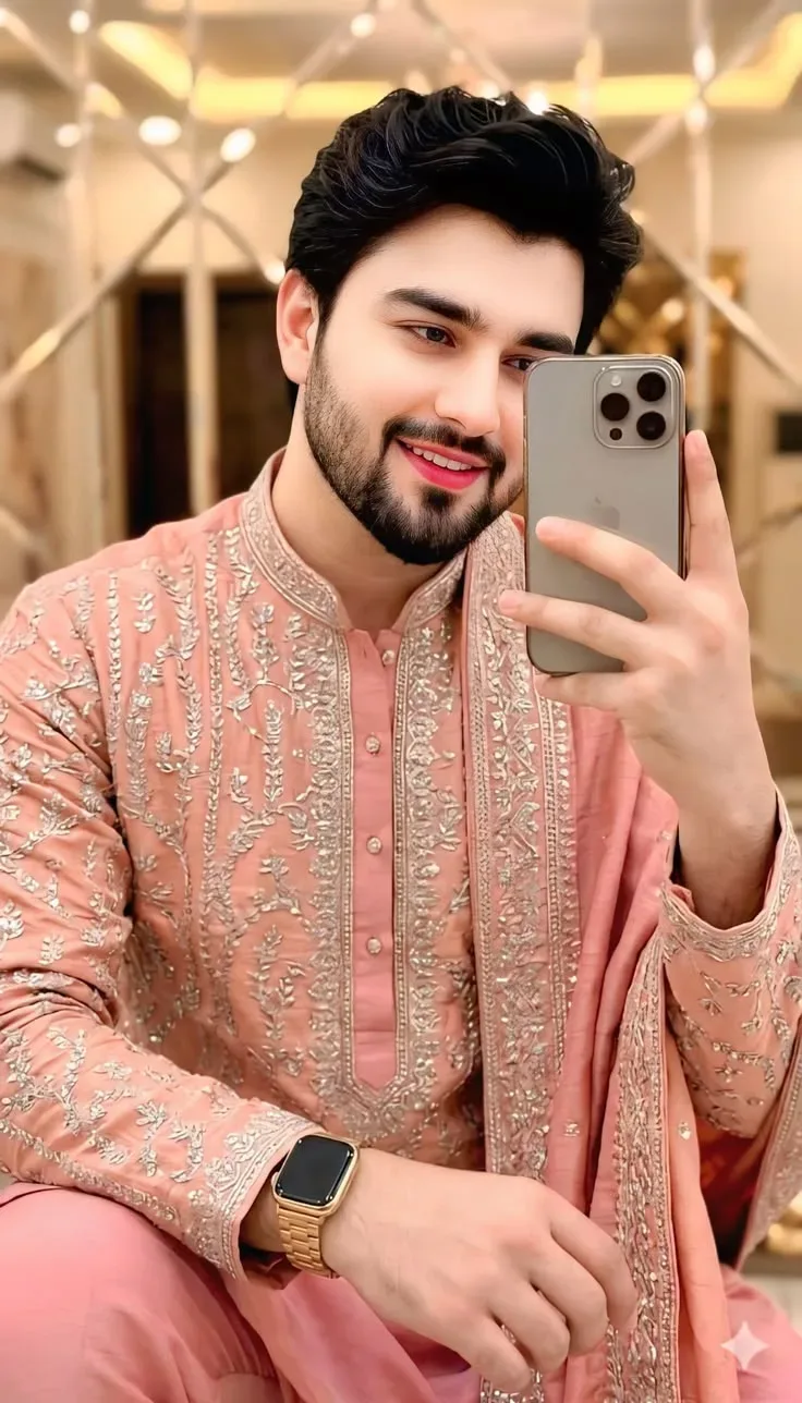 Pink Embroided Kurta Luxury Selfie Portiat AI Photo Prompt preview example result