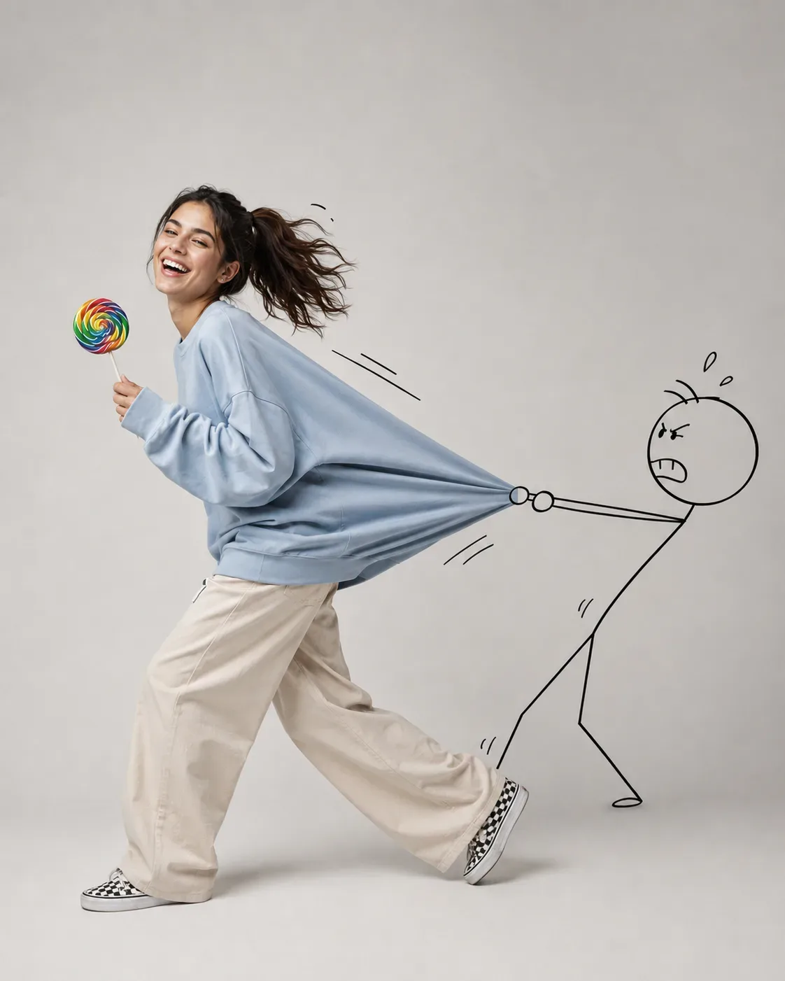 Playful Reality Vs Doodle Art Female Edition AI Photo Prompt preview example result