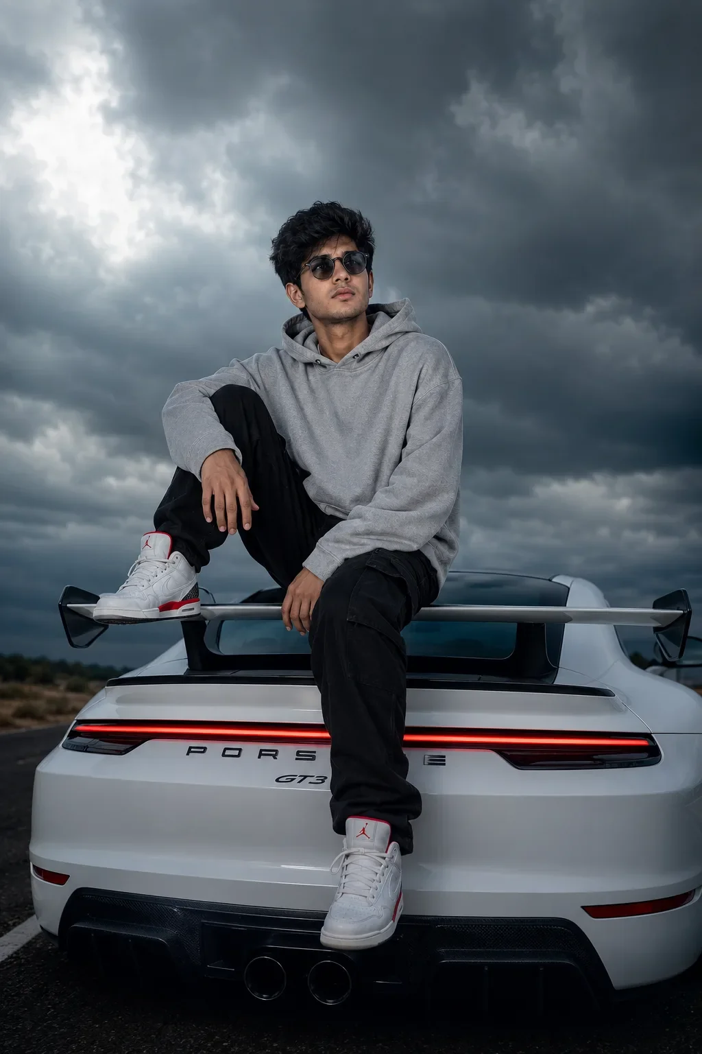 Porsche GT3 Cinematic Portrait AI Prompt | Ultra-Realistic Luxury Automotive Editorial with Identity Lock preview example result