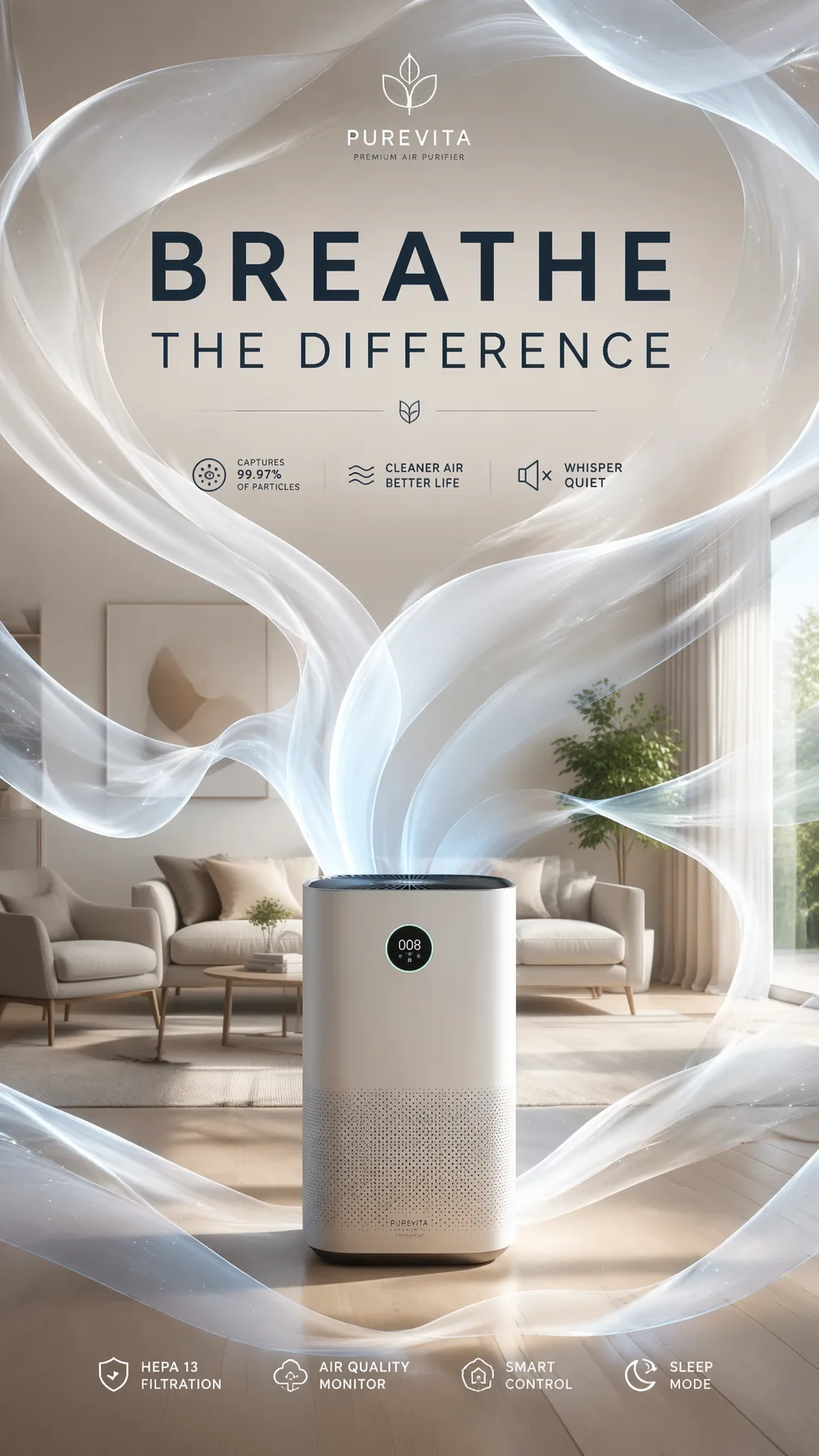 Premium Air Purifiercreative Idea:The Clean Air AI Photo Prompt generated preview