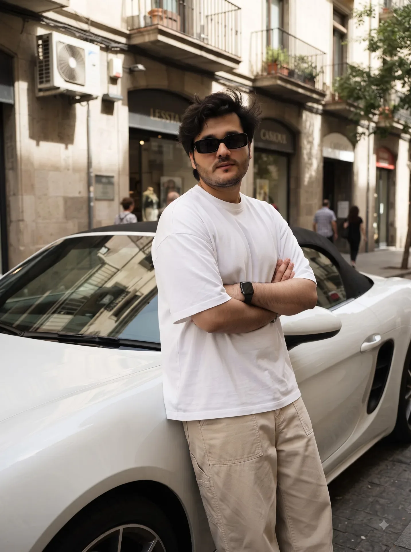 Premium Cinematic Street-style Automotive Fashion Photograph AI Photo Prompt preview example result