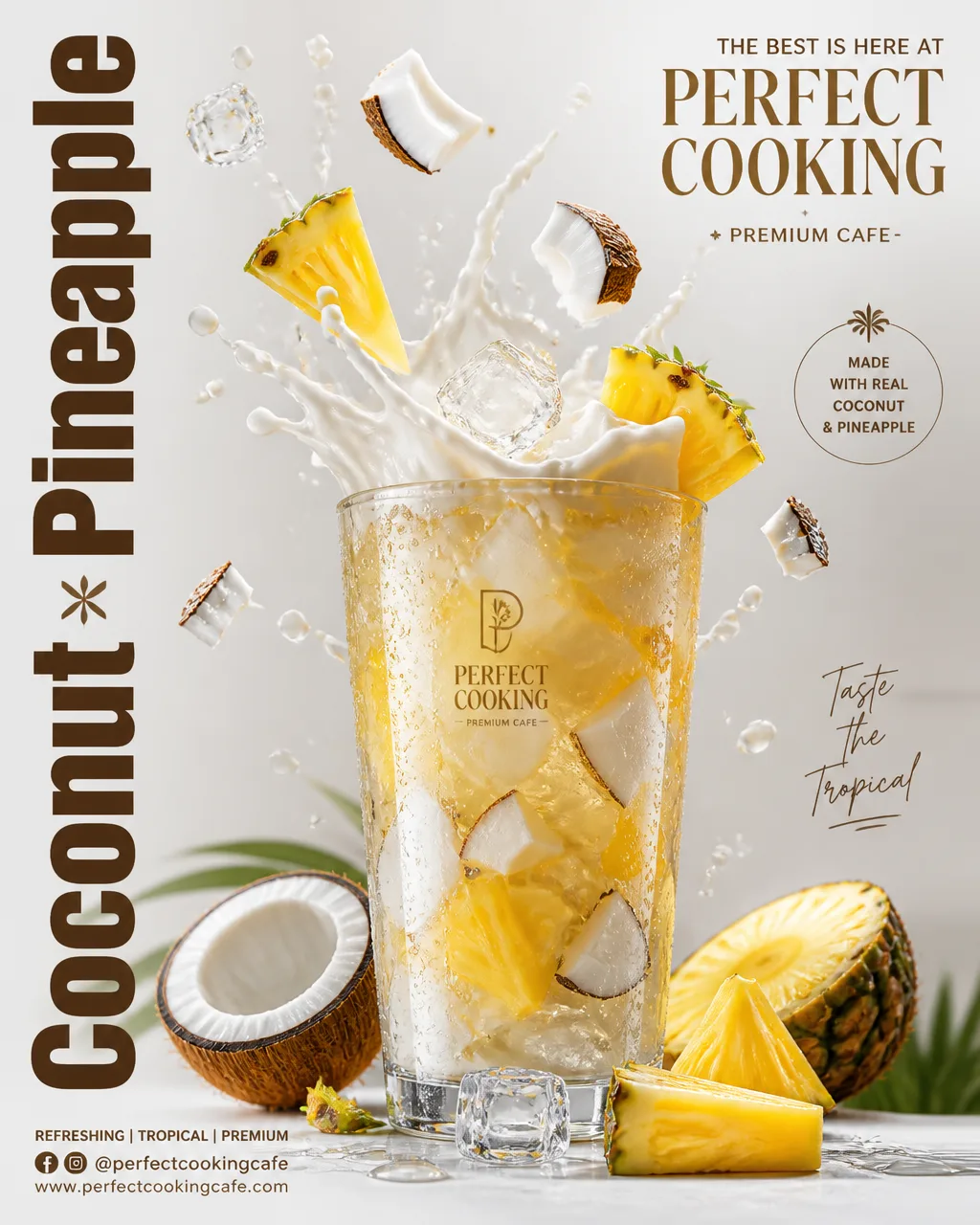 Premium Coconut + Pineapple Advertisement Poster Design AI Photo Prompt generated preview