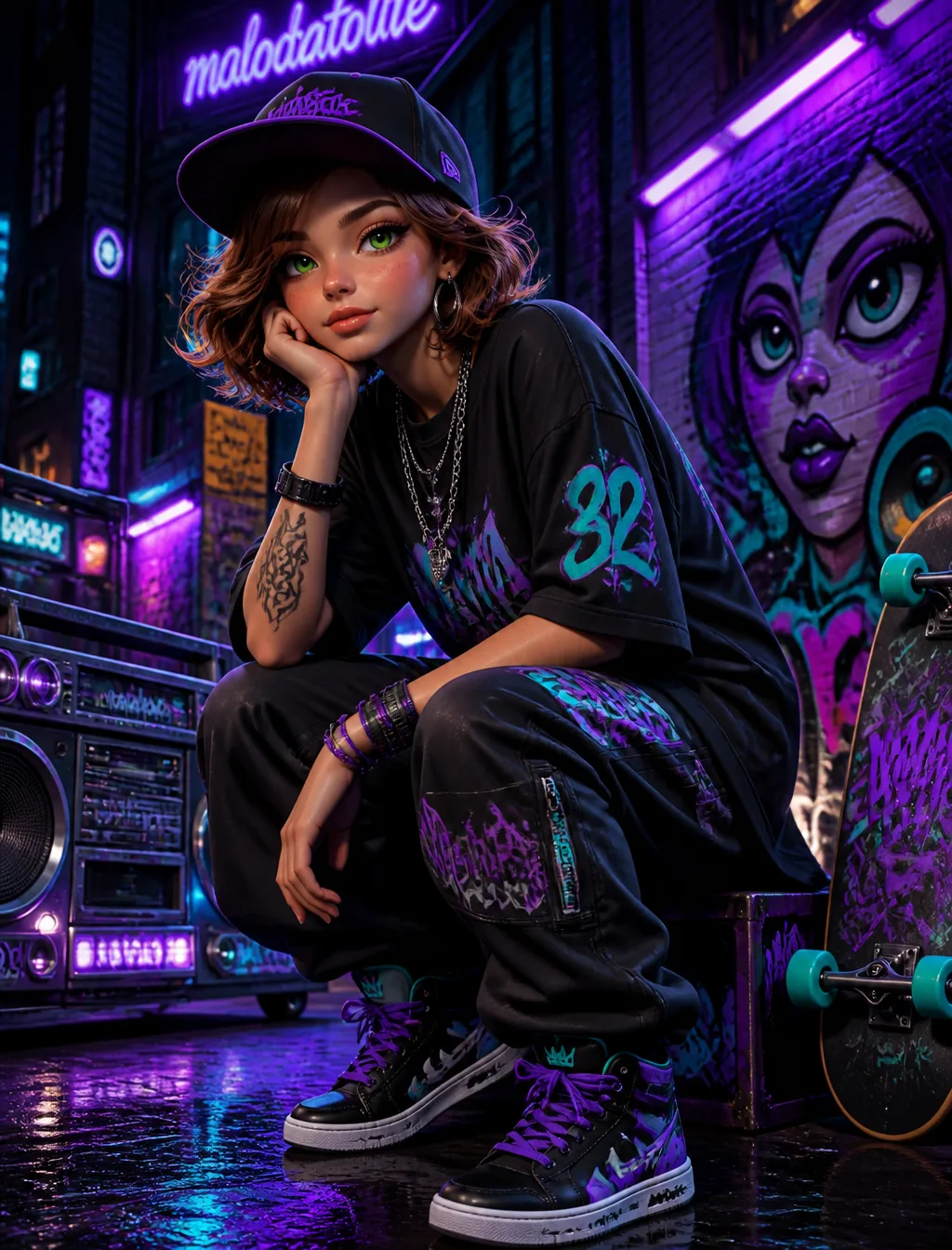 Prompt:Ultra-Detailed 3D Animated Illustration Urban Hip Hop Style AI Photo Prompt generated preview