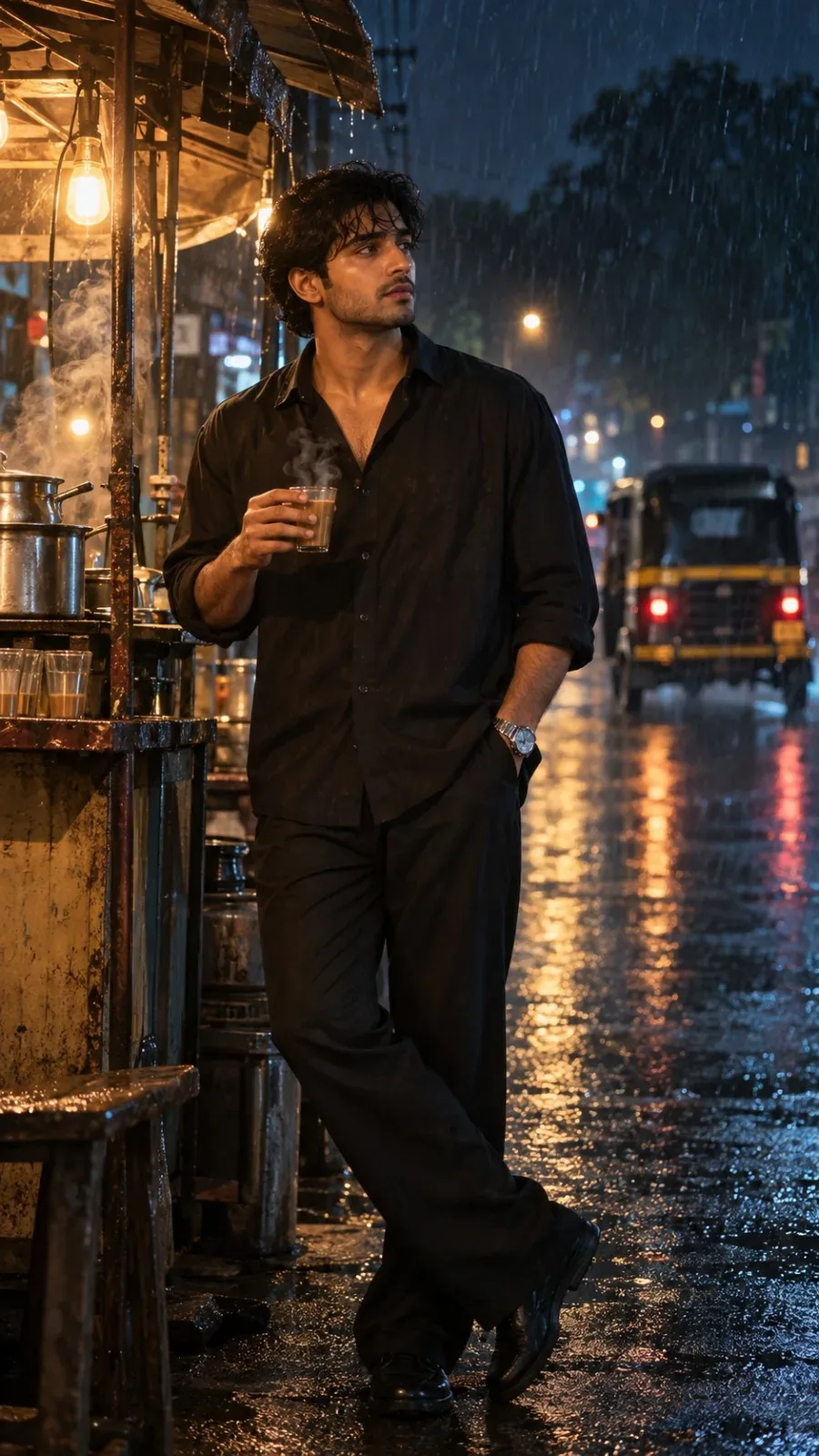 Rain + Chai Tapari AI Photo Prompt preview example result