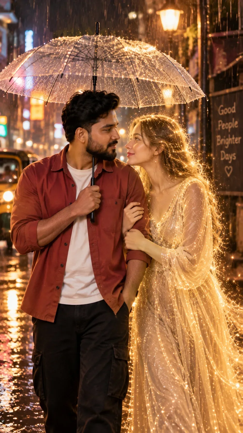 Rainy Street Romance Ultra Realistic AI Photo Prompt preview example result